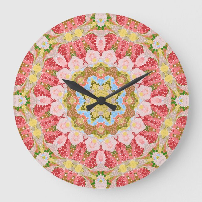 Reloj Redondo Grande Abstract modern mosaic kaleidoscopic tile pattern (Anverso)