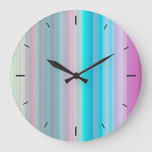 Reloj Redondo Grande Abstract Pastel Horizontal Lines   Wall Clock