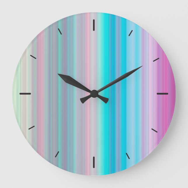 Reloj Redondo Grande Abstract Pastel Horizontal Lines | Wall Clock (Anverso)
