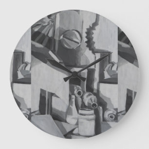 Reloj Redondo Grande Abstract Shades in Grey Designer