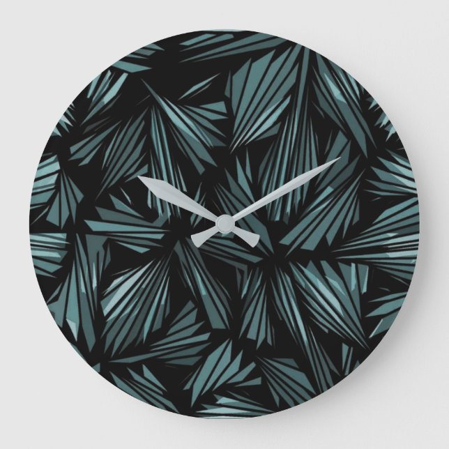 Reloj Redondo Grande Abstract Shattered Glass Blue Pattern Large Clock (Anverso)