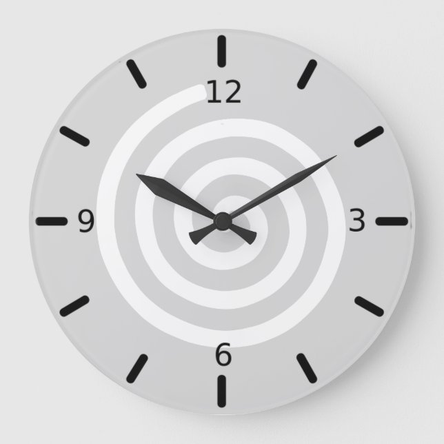 Reloj Redondo Grande Abstract Spiral in Light Gray & White (Anverso)