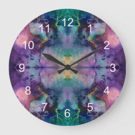 Reloj Redondo Grande Abstract Swirled Pink Purple and Teal