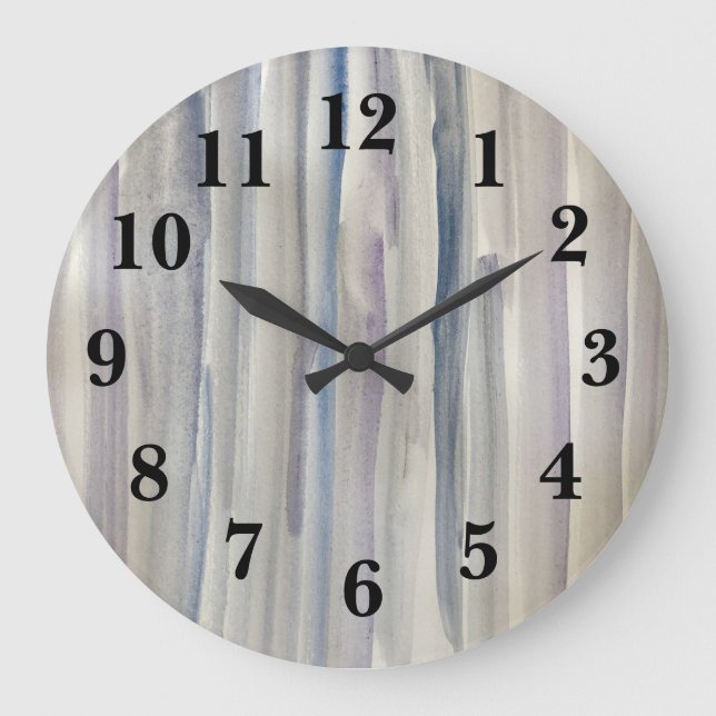 Reloj Redondo Grande Abstract Water Stripe Beach Decor Large Clock (Anverso)