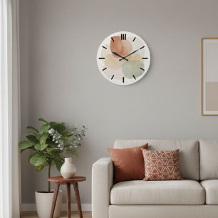 Reloj Redondo Grande Abstract Watercolor Boho Shapes Round Wall Clock