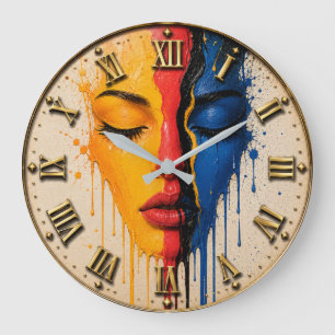 Reloj Redondo Grande Abstract Woman Face Modern Pop Art Portrait