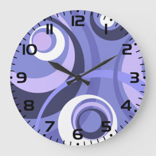 Reloj Redondo Grande Abstracto de círculos púrpura geométrico de mediad