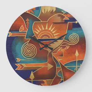 Reloj Redondo Grande Abstracto del suroeste