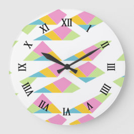 Reloj Redondo Grande abstracto multicolor sobre blanco