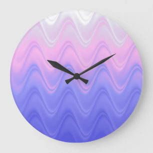 Reloj Redondo Grande Abstracto Rosa Púrpura Ondulado