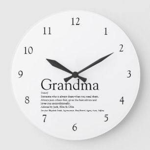 Reloj Redondo Grande Abuela, Abuela, Abuela cita negro y blanco