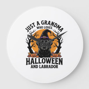 Reloj Redondo Grande Abuela Halloween Labrador Divertido Vintage_1