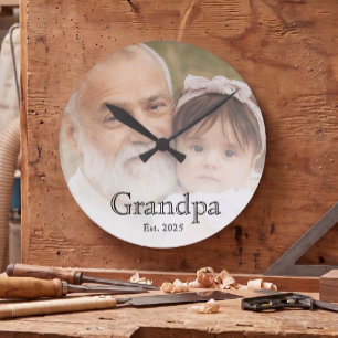Reloj Redondo Grande Abuelo Estableció Foto Blanco Texto Negrita Mínimo