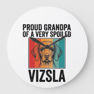 Reloj Redondo Grande Abuelo Orgulloso Vizsla Diseño Antiguo Amante de l