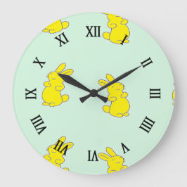 Reloj Redondo Grande Abundantes amarillos felices en verde azulado