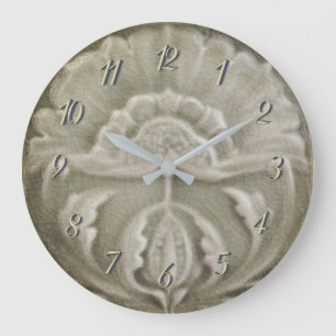 Reloj Redondo Grande Acabado de crujido de azulejos de flores Art Nouve