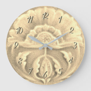 Reloj Redondo Grande Acabado de crujido de azulejos de flores Art Nouve