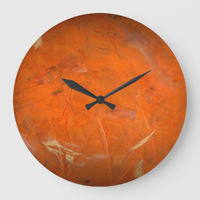 Reloj Redondo Grande Acabado de Faux de Terracota Glazada (Anverso)