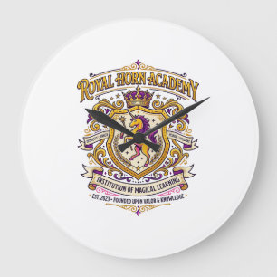 Reloj Redondo Grande Academia Cuerno Real Unicornio Diseño Elegante Zaz