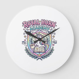 Reloj Redondo Grande Academia Cuerno Real Unicornio Tipografía Negrita 