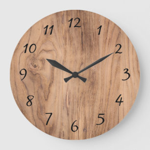 Reloj Redondo Grande Accent de grano de madera marrón claro natural