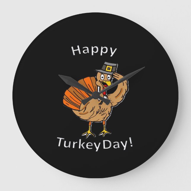 Reloj Redondo Grande Acción de Gracias (Estilo 2) Camiseta sobredimensi (Anverso)