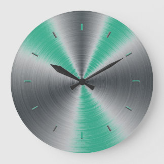 Reloj Redondo Grande Acentos verdes de la jungla Monocromático
