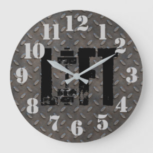 Reloj Redondo Grande Acero de placa de diamante LIFT de aspecto industr