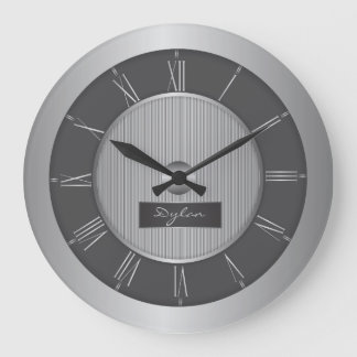 Reloj Redondo Grande Acero del gris negro y de plata