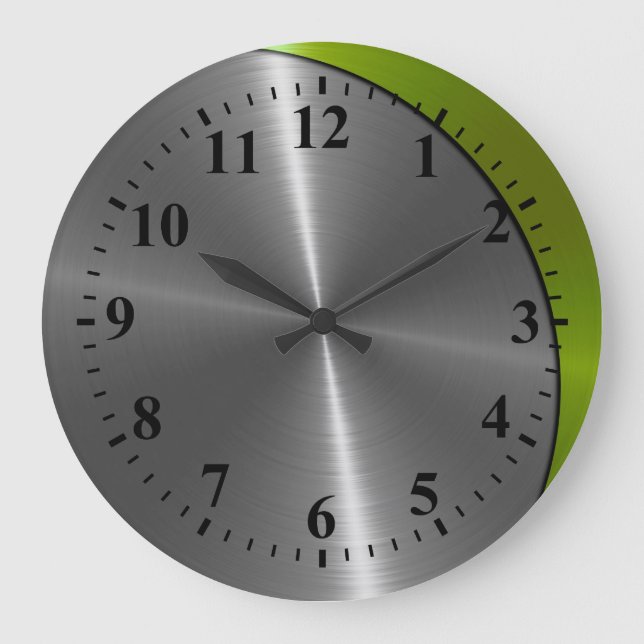 Reloj Redondo Grande Acero inoxidable plateado Metalizado look Deco 2 (Anverso)