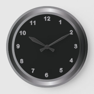 Reloj Redondo Grande Acero Metalizado industrial e impresión en negro