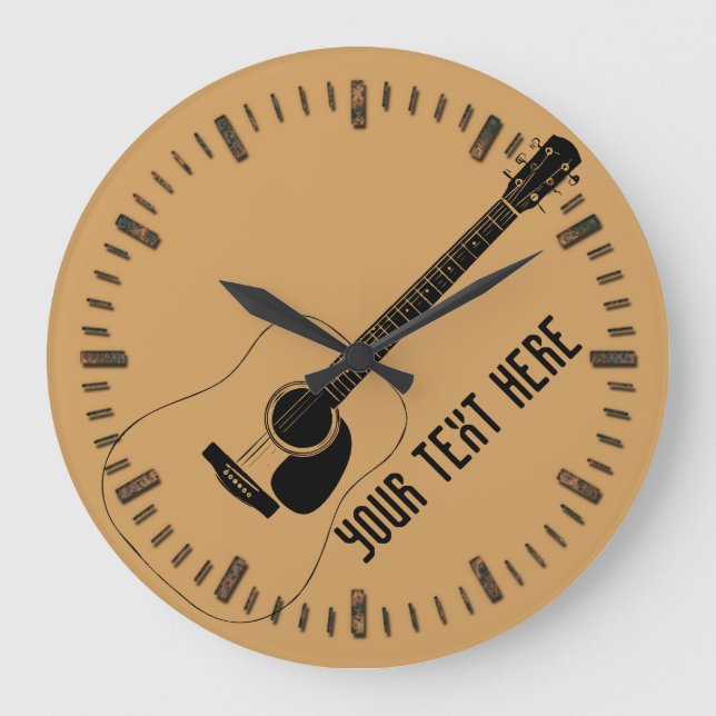 Reloj Redondo Grande Acoustic Guitar And Your Own Text (Anverso)