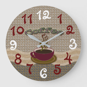 Reloj Redondo Grande Acrylic Wall Clock with coffee cup