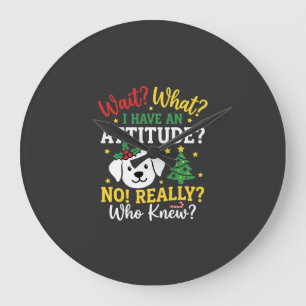 Reloj Redondo Grande Actitud de perro de Navidad Humor festivo