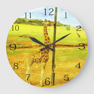 Reloj Redondo Grande Acuarela Adorable Giraffe,