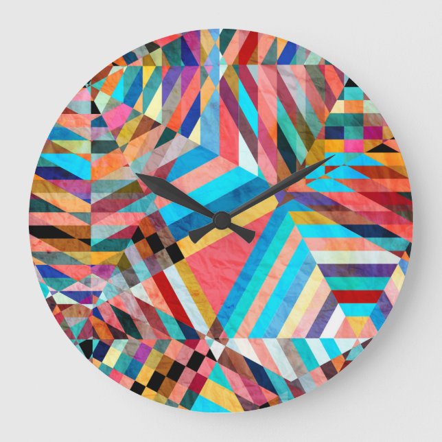 Reloj Redondo Grande Acuarela brillante: Resumen de fondo de fantasía (Anverso)