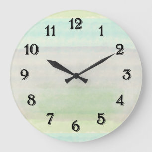 Reloj Redondo Grande Acuarela de agua azul verdoso soñador