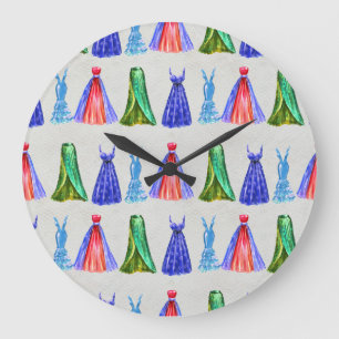 Reloj Redondo Grande acuarela de moda, patrón de vestidos a mano.