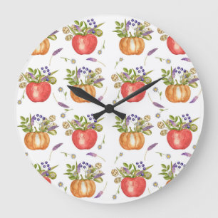 Reloj Redondo Grande Acuarela De Otoño, Composición Sin Marea.