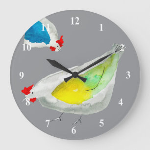 Reloj Redondo Grande Acuarela de pollitos lindos