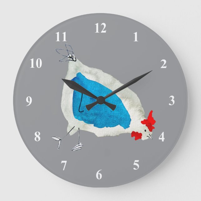Reloj Redondo Grande Acuarela de pollitos lindos (Anverso)