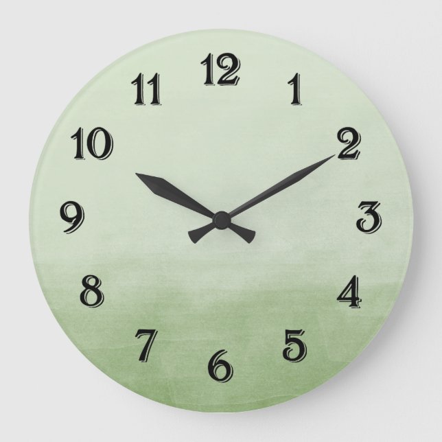 Reloj Redondo Grande Acuarela Ombre Verde (Anverso)