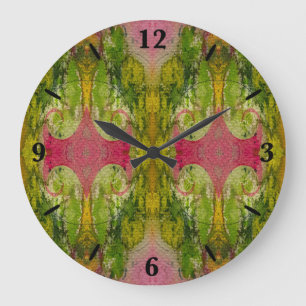 Reloj Redondo Grande Acuarela Y Tinta Resumen Arte Impresionante