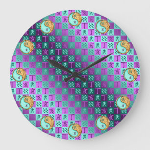 Reloj Redondo Grande Acuario & Cerdo de Fuego