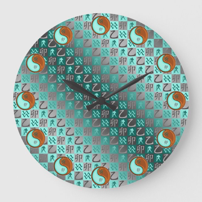 Reloj Redondo Grande Acuario & Conejo de Madera (Anverso)