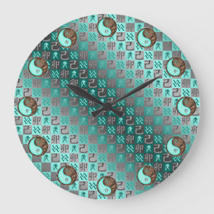 Reloj Redondo Grande Acuario & Conejo de Tierra