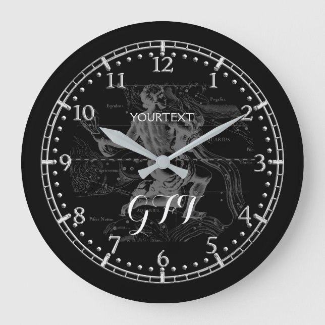 Reloj Redondo Grande Acuario de vintage personalizado Constelación de Z (Anverso)