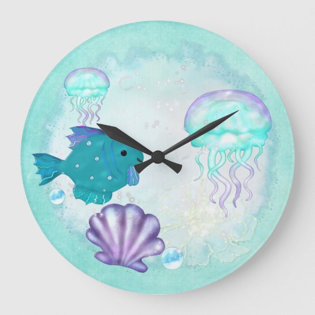Reloj Redondo Grande Acuario de Whimsey 2 Arte Popular (Anverso)