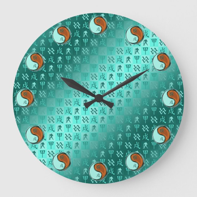 Reloj Redondo Grande Acuario y Perro de Madera (Anverso)