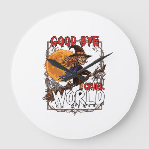 Reloj Redondo Grande Adiós Mundo Cruel Bruja Halloween Luna Llena Araña